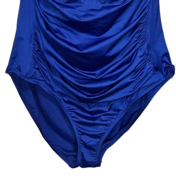 Liz Claiborne Womens Halter One-Piece Swimsuit Size 24W Royal Blue Nylon Blend - Picture 6 of 11